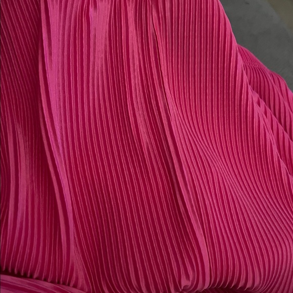 🛍️ Women's Fuchsia Pink Accordion Pleat Wide Leg Pants Size LARGE - Picture 4 of 5